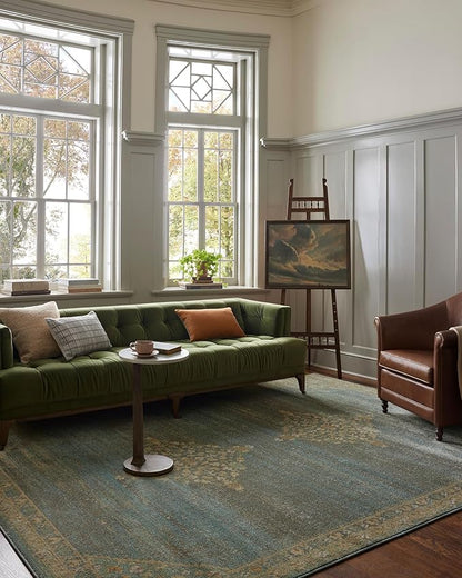 Loloi Magnolia Home by Joanna Gaines Mona Collection MOA-04 Aqua/Wheat 7'-6" x 10' Area Rug