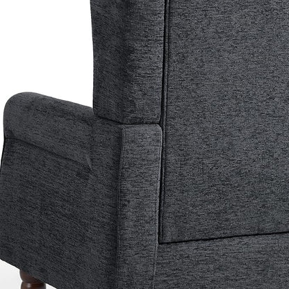 UIXE High Back Accent Chair, Fabric Upholstered Armchair Wingback Club Chair for Living Room, Comfy Single Sofa Bedroom Retro Reading Seat with Solid Wood Legs - Brown