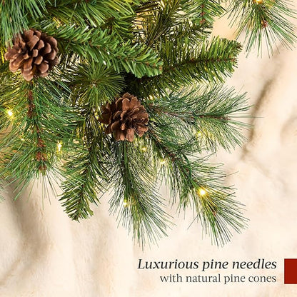 Best Choice Products 7.5ft Pre-Lit Scotch Pine Christmas Tree, Premium Pre-Decorated Artificial Holiday Decor w/ 1,320 Branch Tips, 2-in-1 White and Multicolor LED Lights, Cordless Setup