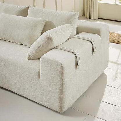 108" Modular Sectional Couch Sofa with L-Shape Chaise, Modern Cloud Comfy Sofa with Deep Seat, Upholstered Couches for Living Room Bedroom, No Assembly Required (Beige Left Facing Chaise)