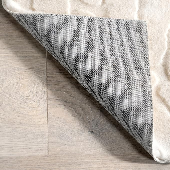 nuLOOM 5' x 8' Cozy Plush Area Rug, Machine Washable, Non-Slip, Soft Fluffy Shag Carpet for Living Room Bedroom Kids Room Nursery Home Decor, Leni Off-White