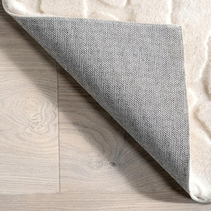nuLOOM 5' x 8' Cozy Plush Area Rug, Machine Washable, Non-Slip, Soft Fluffy Shag Carpet for Living Room Bedroom Kids Room Nursery Home Decor, Leni Off-White