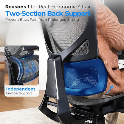 Ergonomic Office Chair - Big & Tall 6'6" Mesh Chair with Dynamic Lumbar Support, 4-in-1 Quick Adjust, 350lbs Capacity - BIFMA Certified Computer Chair for Home Office