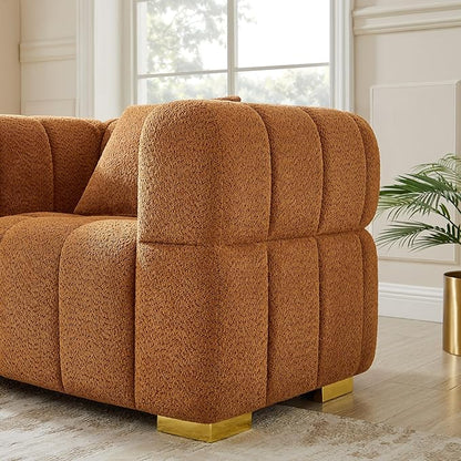VANOMi 44.09”Oversized Accent Chair, Boucle Arm Chair with Deep Seat, Comfy Reading Chair for Living Room, Bedroom, Office, Apartment, Curry (1 Piece)