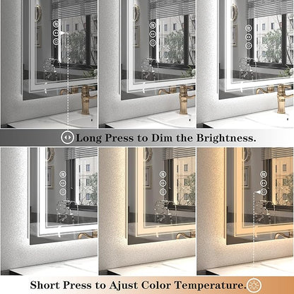 55x40 LED Bathroom Mirror, Lighted Mirror for Bathroom Wall, Backlit and Front lit, Dimmable, Anti-Fog, Shatterpoof, Memory (Horizontal/Vertical)