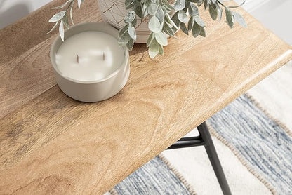 Kate and Laurel Pallson Modern Bench, 36 x 14 x 20, Natural Wood and Black, Decorative Boho Decor for Storage and Display