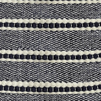 SIMPLIHOME Corrie Boho Square Woven Outdoor/ Indoor Pouf in Navy and White Recycled PET Polyester for the Living Room, Bedroom and Kids Room