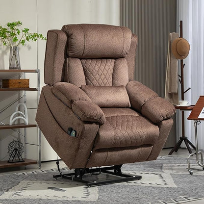 Big Man Power Lift Recliner for Elderly Adults 28 Inch Wide Seat, Lay Flat Lift Chair with Heat Massage, Arm Storage Cup Holders, USB Type C Charging, Oversized Recliner 400 lbs