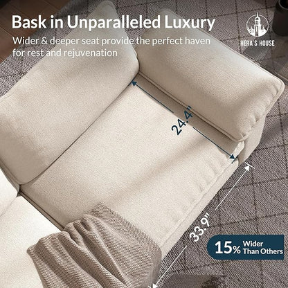 HERA'S HOUSE 54" Modular Sectional Sofa Couches for Living Room, Comfy Cloud Couch 1-Seater Deep Seat Sofa with Throw Pillow, Chenille Beige