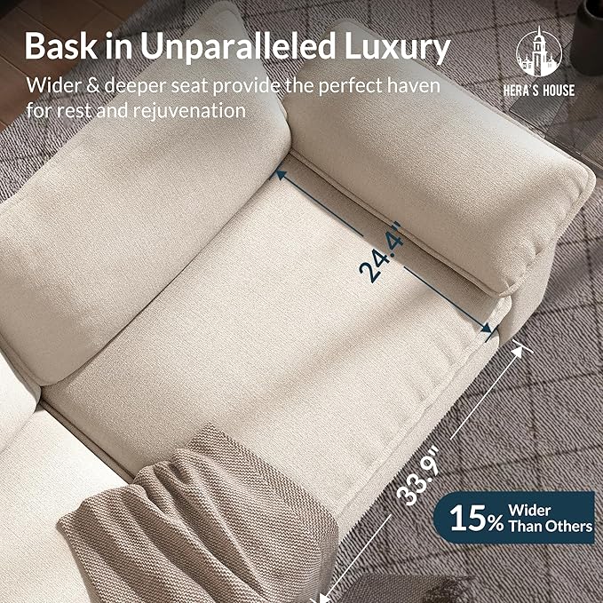 HERA'S HOUSE 158" Modular Sectional Sofa, Oversized Couches for Living Room, Comfy Cloud Couch 4-Seater Deep Seat Sofa with Throw Pillow, Chenille Beige