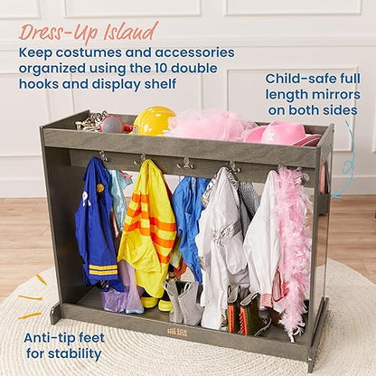 ECR4Kids Streamline Dress-Up Island, Costume Organizer, Grey Wash