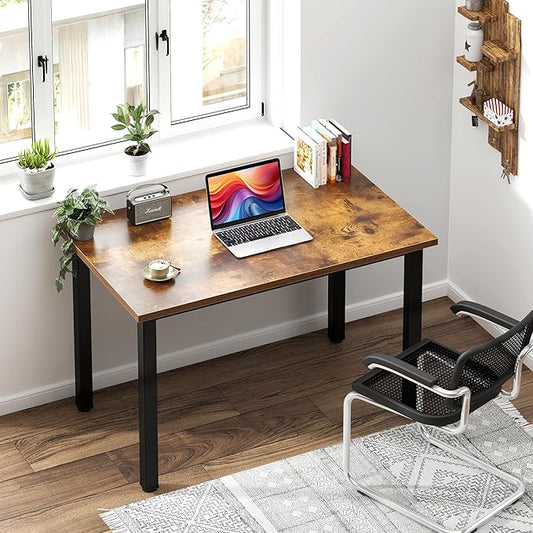 Need Small Computer Desk 31.5 inches Sturdy Writing Desk for Small Spaces, Teens Study Table Laptop Desk, Rustic Brown AC3-8040-FB