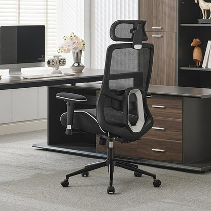 Okeysen High Back Ergonomic Mesh Office Chair, Reclining Computer Desk Chair with 400 LBS Capacity, 4.33'' Thick Cushion Seat, Adjustable 3D Armrests & Headrest for Home Office
