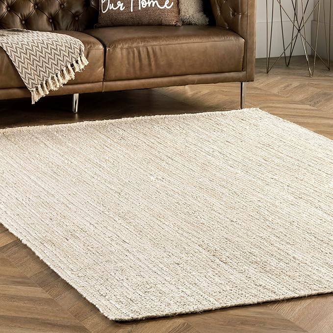 nuLOOM Oval 3x5 Rigo Jute Hand Woven Area Rug, Off White, Solid Farmhouse Design, Natural Fiber, For Bedroom, Living Room, Dining Room, Hallway, Office, Kitchen, Entryway