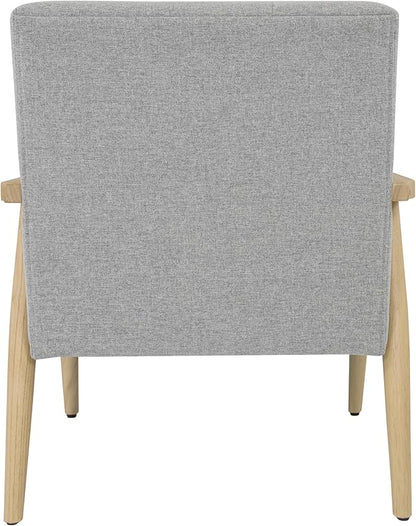 Mid-Century Modern Accent Chair, Natural Wood Frame (Gray Woven)