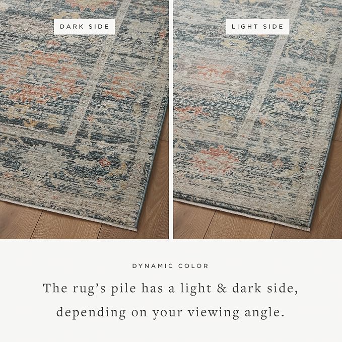 Loloi Magnolia Home by Joanna Gaines Millie Collection MIE-01 Blue/Multi 2'-7" x 12'-0", .25" Pile Height, Runner Rug