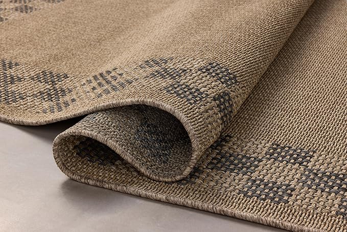 Loloi Chris Loves Julia Providence Collection PRC-01 Natural/Charcoal 7'-6" x 7'-6", .12" Pile Height, Indoor/Outdoor Round Area Rug
