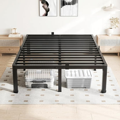 20 Inch King Size Bed Frame, 3500Lbs Heavy Duty Metal Platform with Round Corner Legs Mattress Slide Stopper, Steel Slat Support No Box Spring Needed, Noise Free, Non-Slip, Easy Assembly
