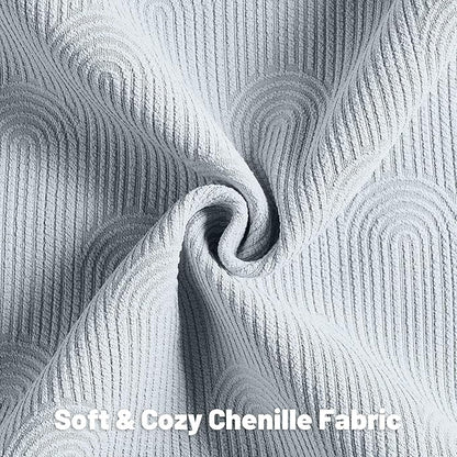 FUTEI Light Blue Chenille Decorative Throw Pillow Covers 26x26 Inch Set of 2,Soft Cozy Striped Geometric Patterns Euro Pillow Shams,Modern Home Decor for Couch Bed Living Room