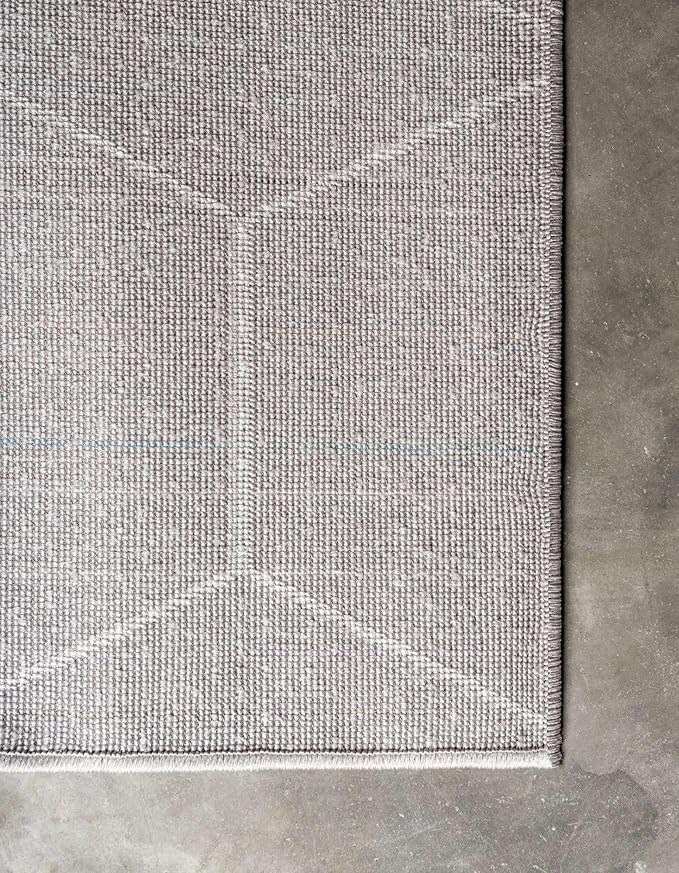 Unique Loom Trellis Frieze Collection Area Rug - Geometric (6' Square, Light Gray/ Ivory)