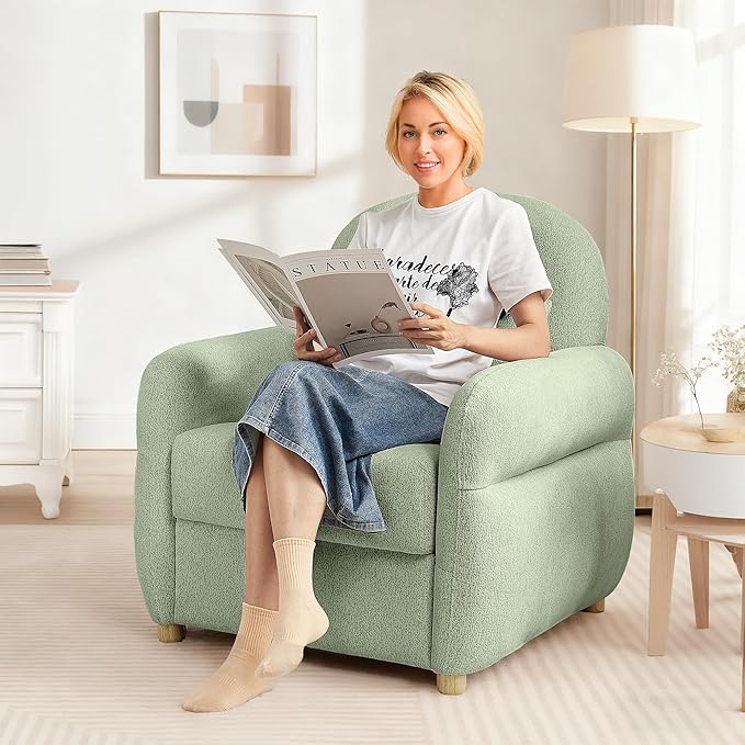 33.5" Mordern Accent Chairs,Reading Chair with Storage,Single Sofa in Chenille Fabric for Living Room, Bedroom and Compact Spaces. (Green)