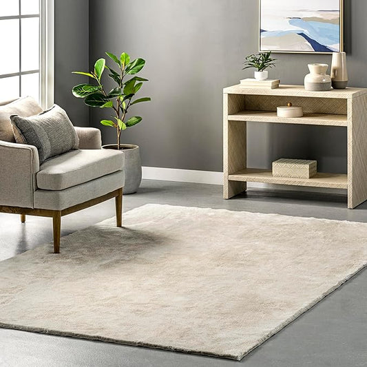 nuLOOM 3' x 5' Cozy Plush SuperiorWash Area Rug, Machine Washable, Non-Slip, Soft Fluffy Shag Carpet for Living Room Bedroom Kids Room Nursery Home Decor, Loni Cream