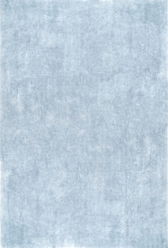 nuLOOM 4' Square Cozy Plush SuperiorWash Area Rug, Machine Washable, Non-Slip, Soft Fluffy Shag Carpet for Living Room Bedroom Kids Room Nursery Home Decor, Loni Light Blue