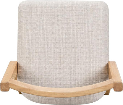 Christopher Knight Home Yone Counter Height Bar Stools Set of 2, Comfy Fabric Upholstered Bar Stool for Kitchen Island, Wooden Dining Room Chair, Barstools with Footrest/Backrest, Beige + Natural