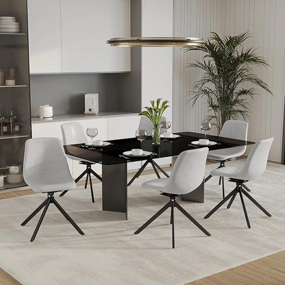 LeisureMod Markley Swivel Leather Dining Side Chair with Durable Iron Legs – Comfortable Accent Chair for Kitchen, Dining Room, or Office Set of 4