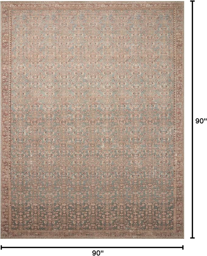 Loloi Angela Rose Aubrey Collection AUB-04 Blue/Terracotta 7'-6" x 7'-6", .19" Pile Height, Round Area Rug