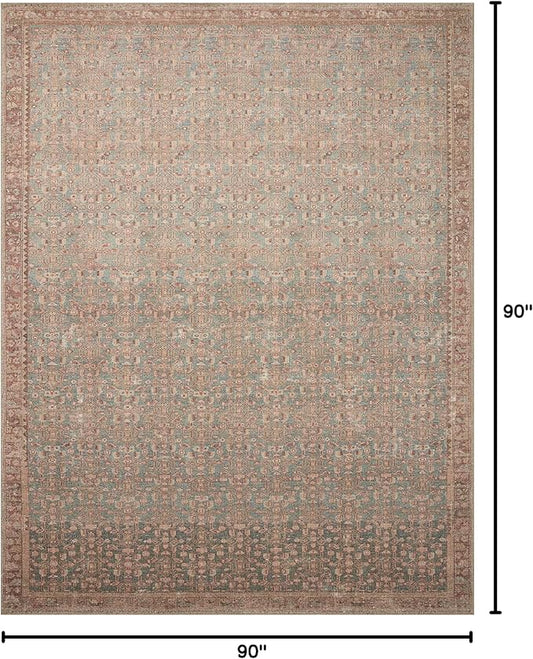 Loloi Angela Rose Aubrey Collection AUB-04 Blue/Terracotta 7'-6" x 7'-6", .19" Pile Height, Round Area Rug