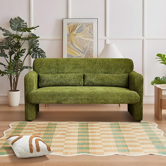 59" W Upgrade Lambswool Fabric Loveseat Sofa, Modern Love seat Couch, Solid and Easy to Install, Upholstered 2-Seater Couch for Bedroom, Apartment, Living Room