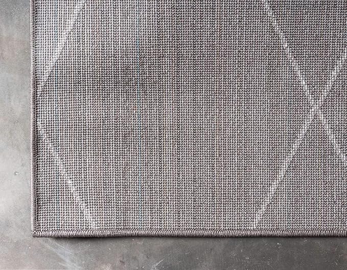 Unique Loom Trellis Frieze Collection Area Rug - Geometric (5' 1" x 8', Dark Gray/ Ivory)