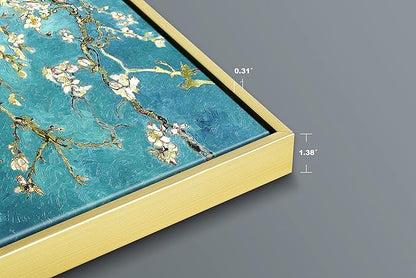 Wieco Art Framed Wall Art Almond Blossom Floral Giclee Canvas Prints of Van Gogh Famous Oil Paintings Reproduction Flowers Pictures on Canvas Wall Art for Bedroom Home Decorations