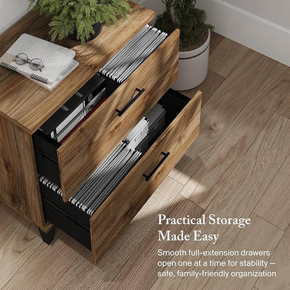 Bush Furniture 2 Drawer Lateral File Cabinet, Letter and Legal-Size Document Storage for Home or Professional Office, Somerset Collection, Fresh Walnut