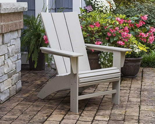 POLYWOOD Modern Curveback Adirondack Chair, Sunset Red - All-Weather Outdoor Patio Furniture - Heavy-Duty HDPE - Firepit Seating, Deck, Lawn, Garden, Beach, Pool, Dock