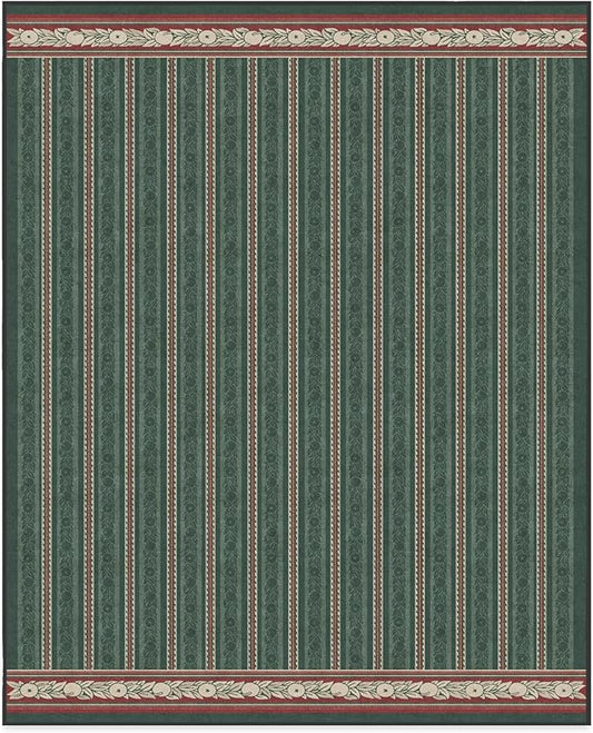 RUGGABLE x Morris & Co Machine Washable Christmas Area Rug– Fruit Stripe Spruce Green 8x10, Stain-Resistant, Non-Slip–Large Rugs for Living Room, Bedroom, Hallway, Entryway & Office–with Standard Pad