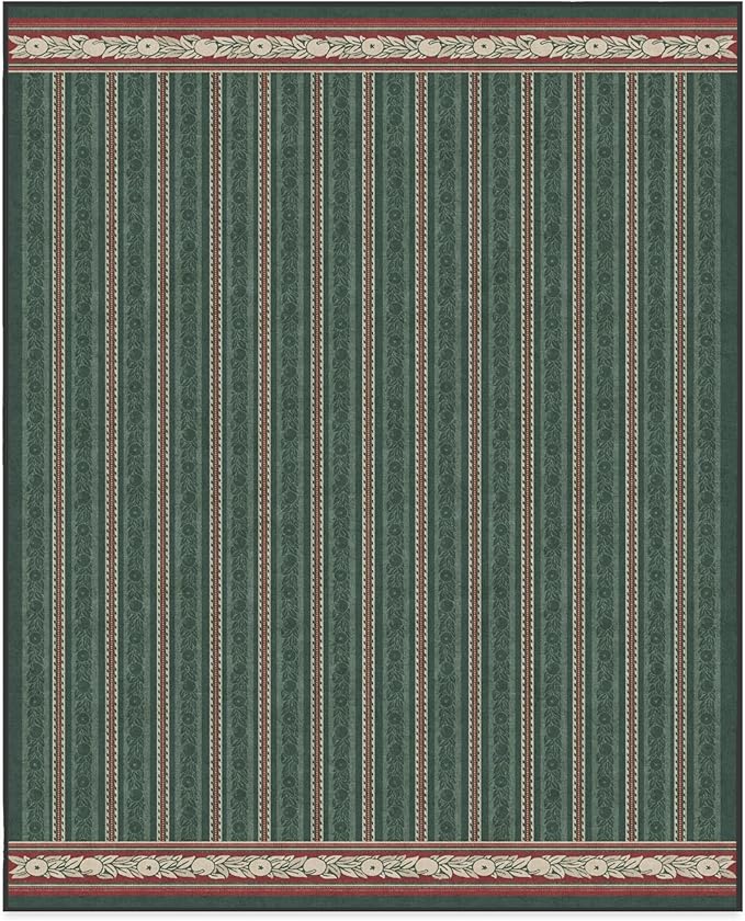 RUGGABLE x Morris & Co Machine Washable Area Rug – Fruit Stripe Spruce Green 8x10, Stain-Resistant, Non-Slip – Large Rugs for Living Room, Bedroom, Hallway, Entryway & Office–with Cushioned Pad