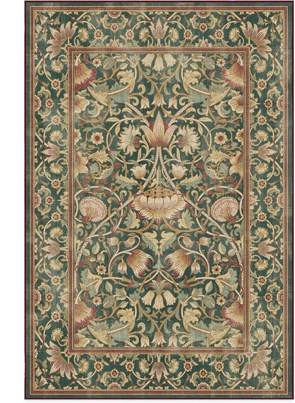 RUGGABLE x Morris & Co Machine Washable Area Rug – Lodden Soft Evergreen & Gold 6x9, Stain-Resistant, Non-Slip – Medium Rugs for Living Room, Bedroom, Hallway, Entryway & Office–with Standard Pad