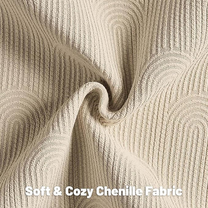 FUTEI Oatmeal Chenille Decorative Throw Pillow Covers 16x16 Inch Set of 2,Soft Cozy Striped Geometric Patterns Cushion Case,Modern Home Decor for Couch Bed Living Room