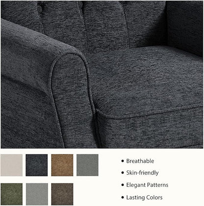 Lumibee High Back Accent Chair,Upholstered Wingback Armchair with Solid Wood Legs for Small Spaces,Comfy Single Sofa Chair for Living Room,Bedroom,Office-Black Blue