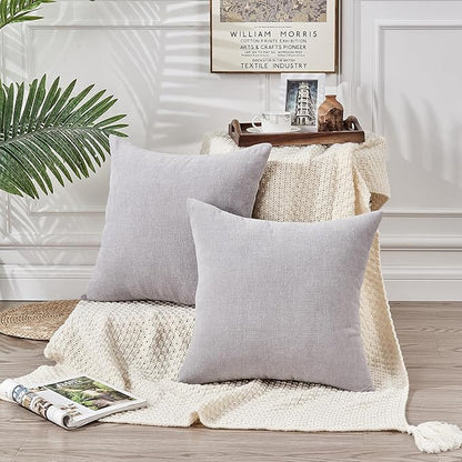 GAWAMAY Decorative Chenille Throw Pillow Covers 26x26 Inch Pack of 2, Soft Square Couch Pillow Cover for Sofa Cushion Living Room Bedroom Oversized Pillowcases Light Grey 66x66cm (ONLY Covers)
