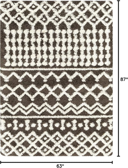 Livabliss Hapsburg Moroccan Shag Area Rug,5'3" x 7'3", Dark Brown
