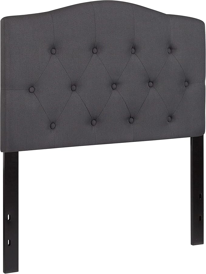 BizChair Tufted Upholstered Twin Size Headboard in Dark Gray Fabric