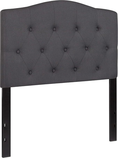 BizChair Tufted Upholstered Twin Size Headboard in Dark Gray Fabric