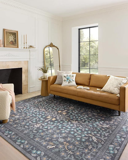 Loloi Rifle Paper Co. Maison Collection MAO-01 Nightingale Black 3'-9" x 5'-6", .19" Pile Height, Accent Rug