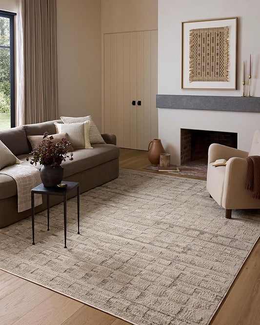 Loloi Amber Lewis Monty Collection MOT-06 Pebble/Beige 2'-7" x 4', .50" Pile Height, Area Rug