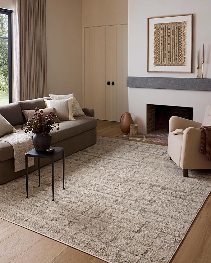 Loloi Amber Lewis Monty Collection MOT-06 Pebble/Beige 7'-10" x 10', .50" Pile Height, Area Rug