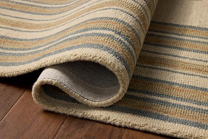 Loloi Chris Loves Julia Alfie Collection ALF-05 Natural/Multi 2'-6" x 7'-6" Runner Rug Wool Neutral Living Bedroom Dining Carpet