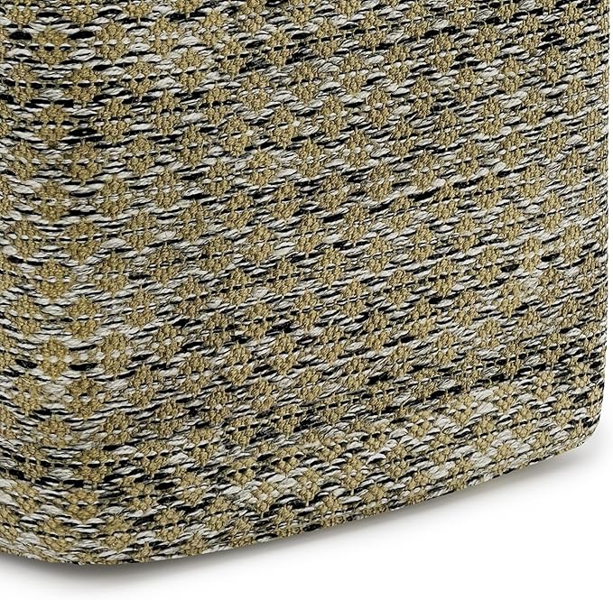 SIMPLIHOME Janelle Boho Square Woven Outdoor/ Indoor Pouf in Multi Color Recycled PET Polyester for the Living Room, Bedroom and Kids Room